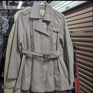 Torrid Size 0x Large 12 Gray Twill Trench Coat with Belt NWT MSRP $79.50